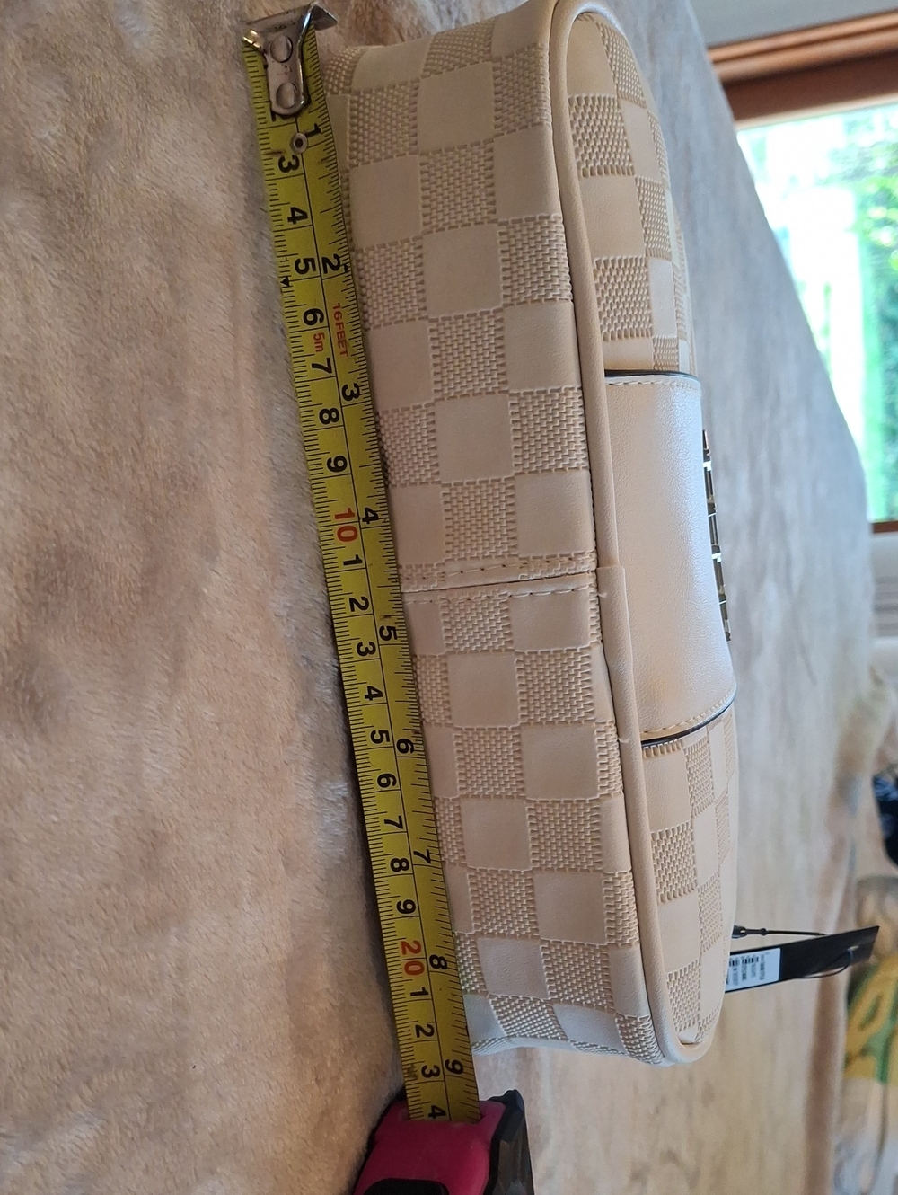 Cream Quilted Checker Crossbody Bag - Elegant Everyday Style